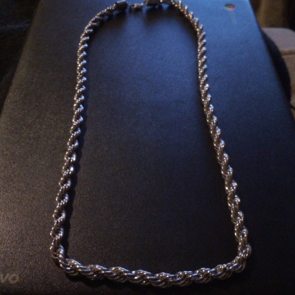 30" Men's Rope Silver-Tone Chain Necklace like new - Picture 2 of 5